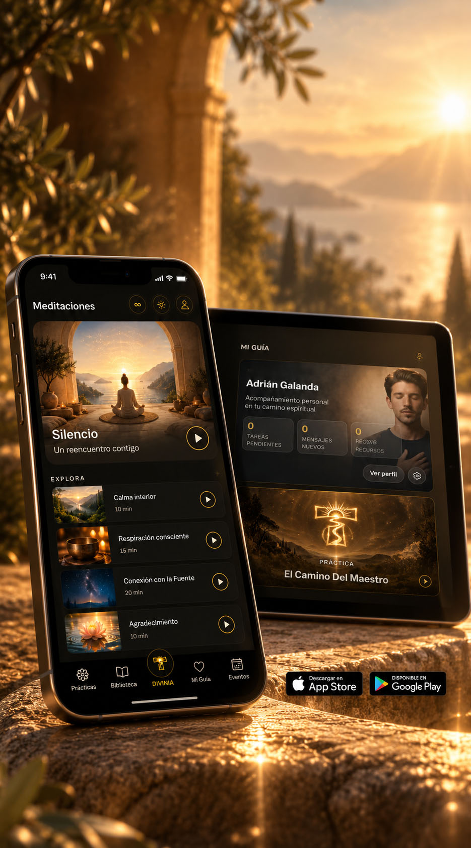 La app de El Templo en el teléfono y la tableta